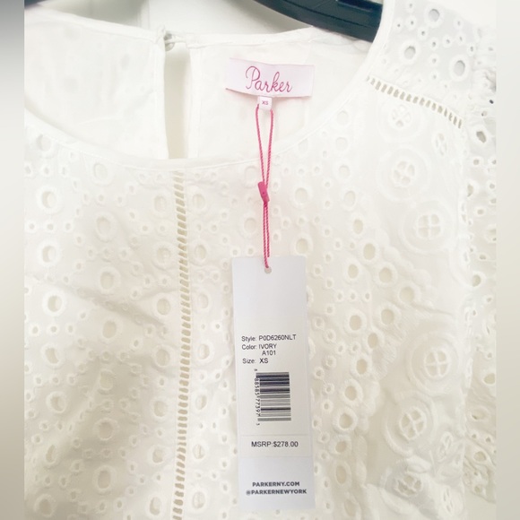 NWT Parker White Eyelet Short Sleeve Blouse - Picture 3 of 7